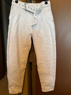 MICHAEL Michael Kors White Slim Men's Jeans with Studded Belt